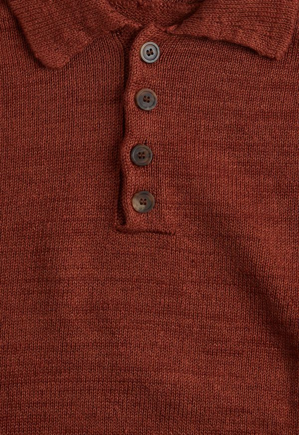 Paul Stuart Linen Knitted Short Sleeve Polo Shirt, image 2