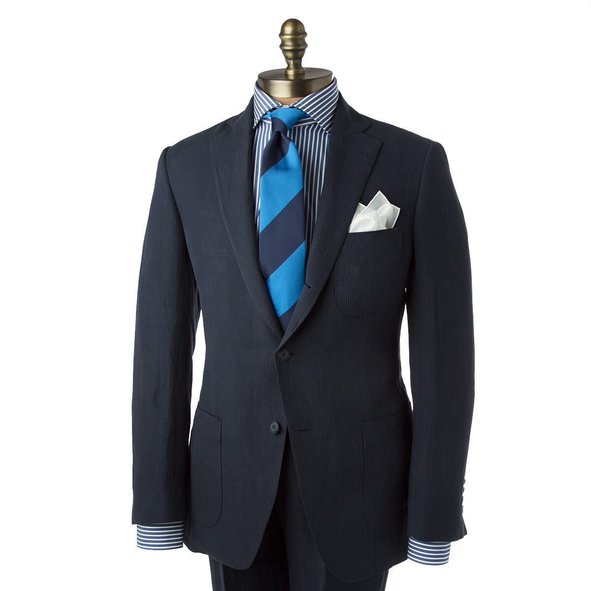Navy seersucker jacket top