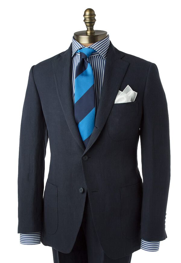 Paul Stuart Navy Tonal Seersucker Jacket, image 1