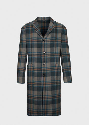 Paul Stuart Taupe Multi Color Plaid Coat