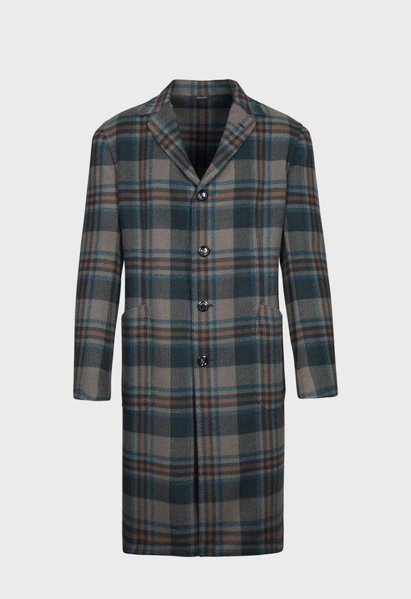 Paul Stuart Taupe Multi Color Plaid Coat, image 1