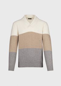 Paul Stuart Wool Blend Color-block Shawl Collar Pullover Sweater, thumbnail 1