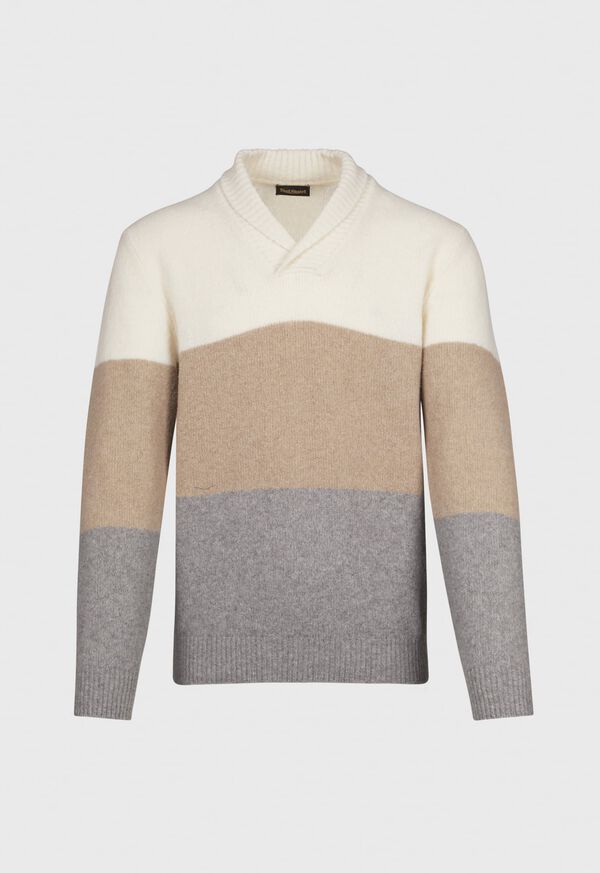 Paul Stuart Wool Blend Color-block Shawl Collar Pullover Sweater, image 1