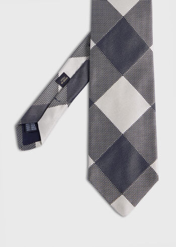 Paul Stuart Woven Silk Oversized Check Tie