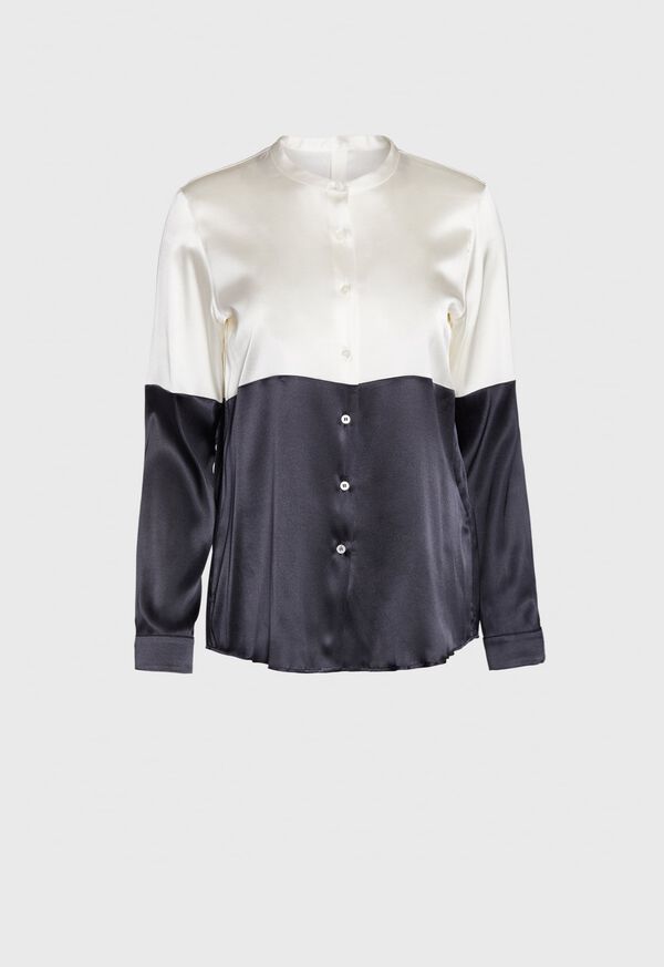 Paul Stuart Colorblock Collarless Blouse, image 1