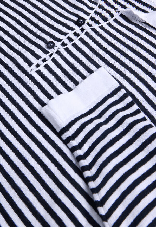 Paul Stuart Linen & Cotton Long Sleeve Stripe Polo, image 3
