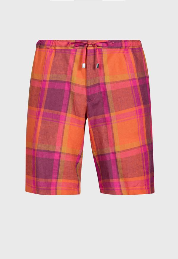 Paul Stuart Linen Plaid Walk Shorts, image 1