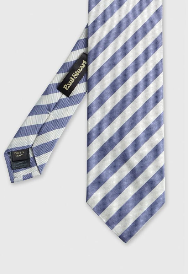 Paul Stuart Woven Silk & Cotton Bar Stripe Tie, image 3