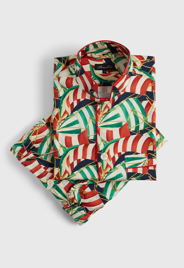Paul Stuart Silk Sailboat Printed Pajama, image 1