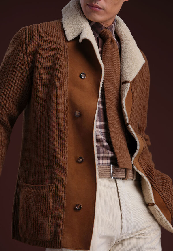 Paul Stuart Shearling Trim Cardigan, image 2