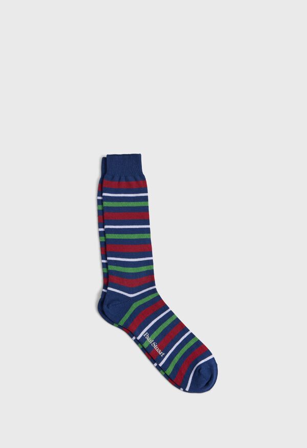 Paul Stuart Cotton Variegated Multicolor Stripe Sock, image 1