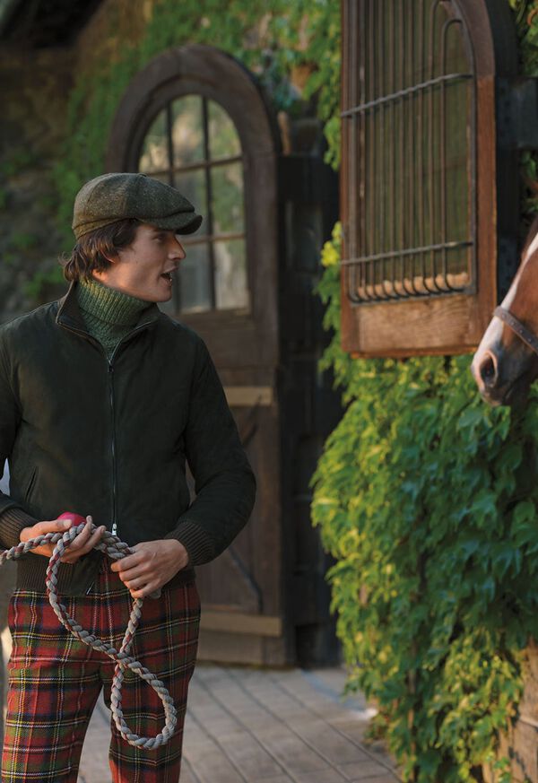 Paul Stuart Suede Blouson & Plaid Trouser Look, image 1