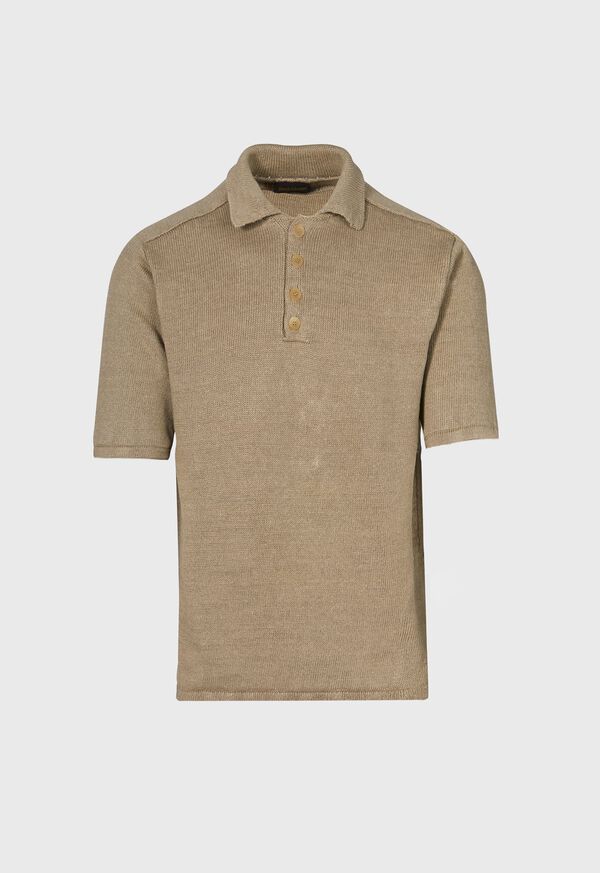 Paul Stuart Linen Knitted Short Sleeve Polo Shirt, image 1