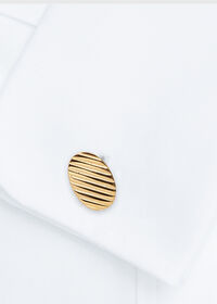 Paul Stuart Gold Vermeil Oval Ribbed Cufflinks, thumbnail 1