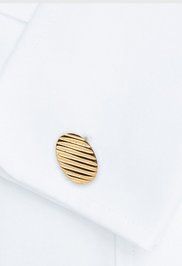 Paul Stuart Gold Vermeil Oval Ribbed Cufflinks, image 1