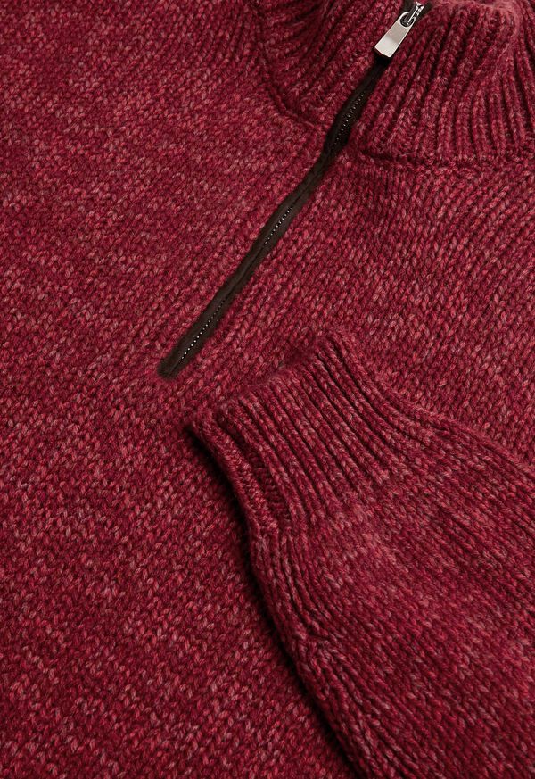 Paul Stuart Mouline Quarter Zip with Suede Trim Sweater, image 2