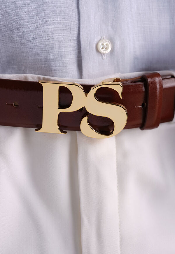 Paul Stuart PS Brass Logo Leather Belt, image 2