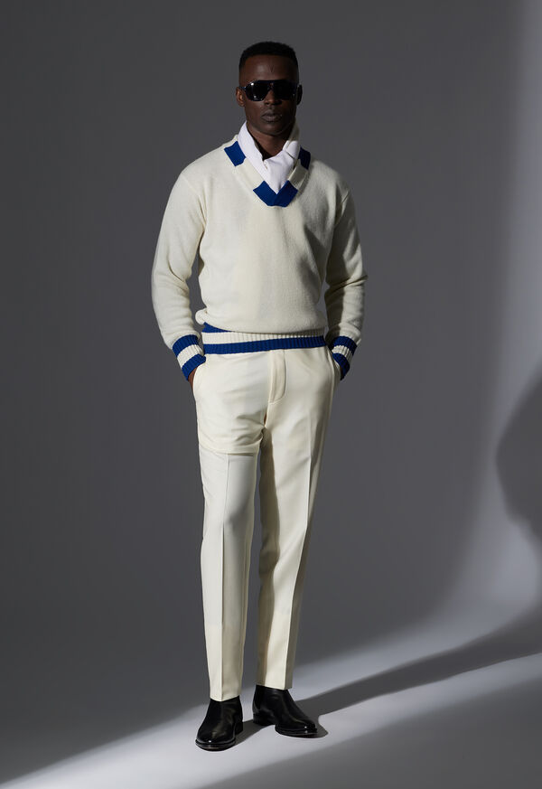 Paul Stuart Cream & Blue Cricket Sweater Look, image 1