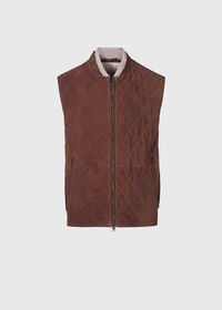 Paul Stuart Quilted Suede Vest, thumbnail 1