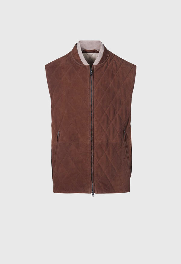 Paul Stuart Quilted Suede Vest, image 1