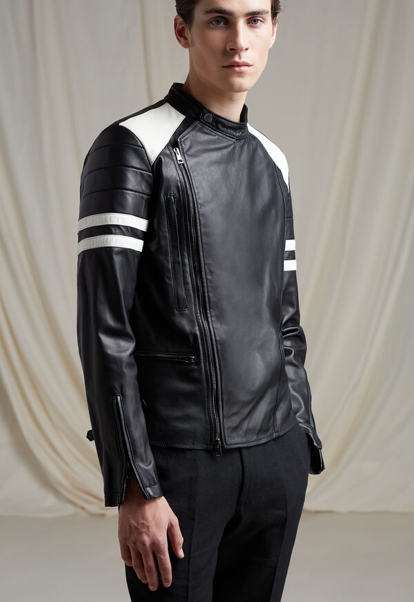 Paul Stuart Black Leather Motorcycle Jacket, image 2