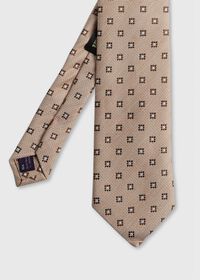 Paul Stuart Woven Silk & Cotton Square Medallion Tie, thumbnail 1