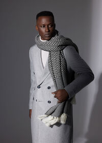 Paul Stuart Herringbone Cashmere Stole with Fringe, thumbnail 2