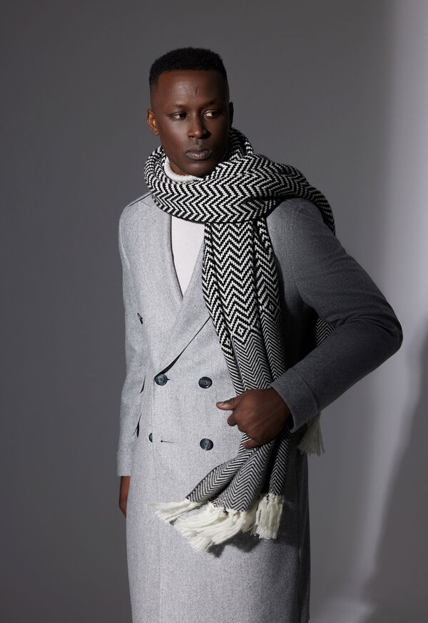 Paul Stuart Herringbone Cashmere Stole with Fringe, image 2