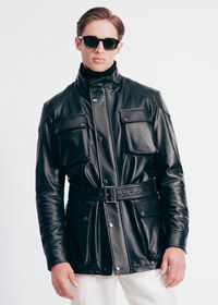 Paul Stuart Black Nappa Leather Field Jacket, thumbnail 2
