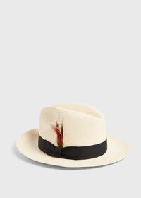 Paul Stuart Feather Straw Panama Fedora, thumbnail 1