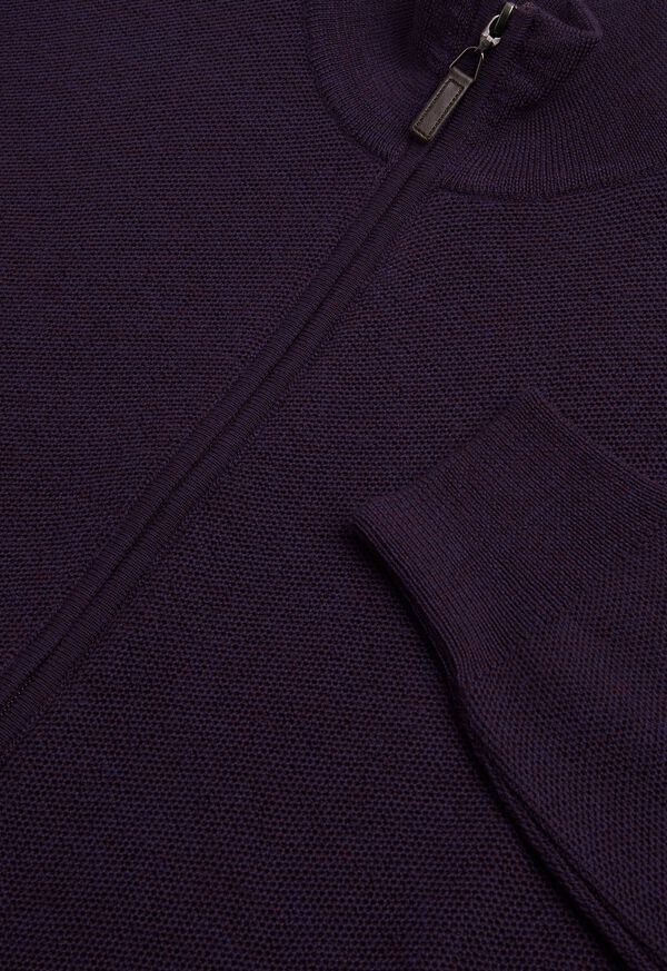 Paul Stuart Merino Wool Full Zip Rice Stitch Cardigan, image 2
