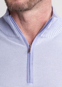 Paul Stuart Two Color Rice Stitch 1/4 Zip Mock Neck Sweater, thumbnail 2
