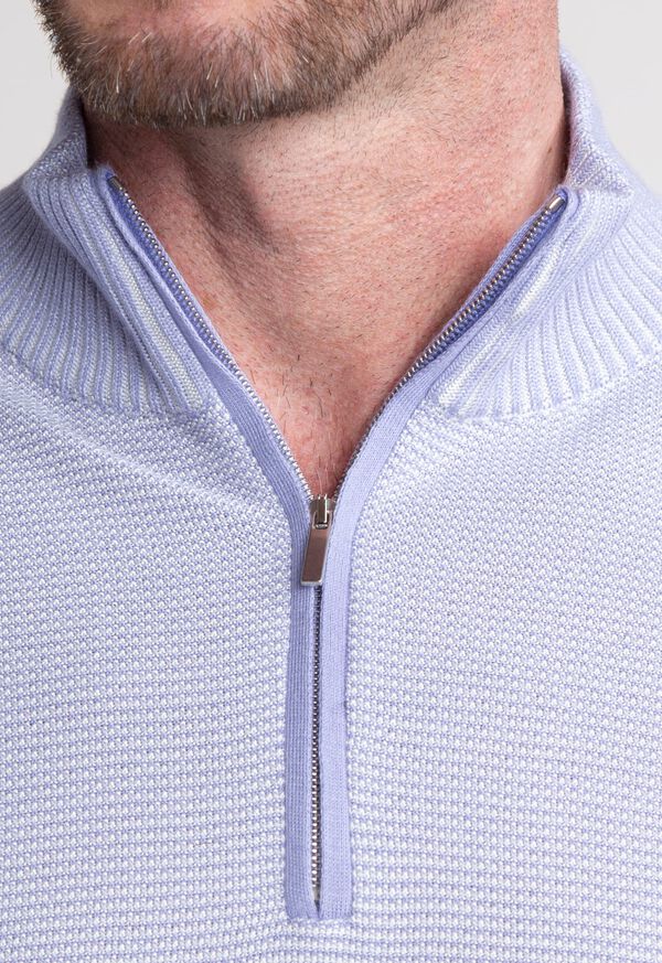 Paul Stuart Two Color Rice Stitch 1/4 Zip Mock Neck Sweater, image 2