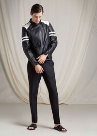 Paul Stuart Black Leather Motorcycle Jacket, thumbnail 6
