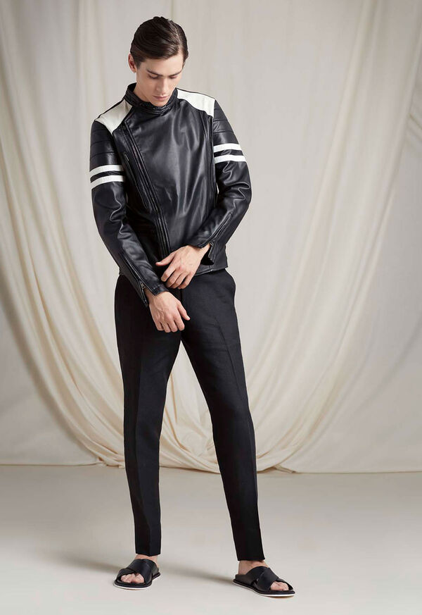 Paul Stuart Black Leather Motorcycle Jacket, image 6