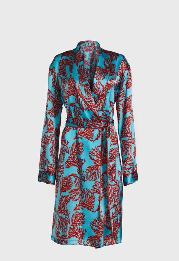 Paul Stuart Made on Madison Coral Motif Silk Robe, image 1