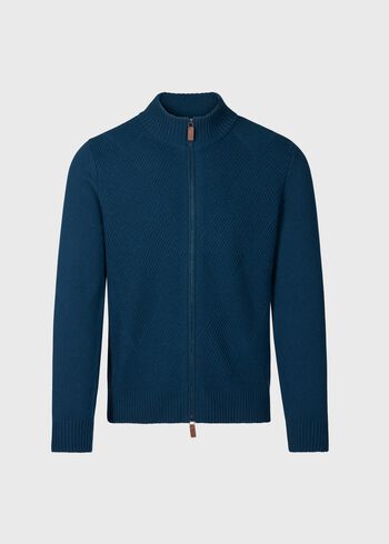 Paul Stuart Wool and Cashmere Zip Jacquard Cardigan