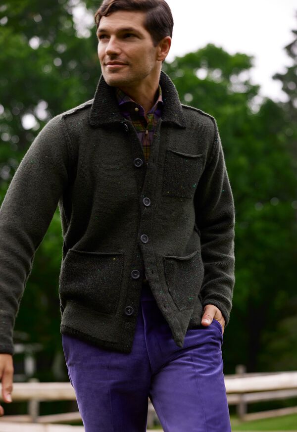 Paul Stuart Reversed Tweed Sweater Jacket, image 4