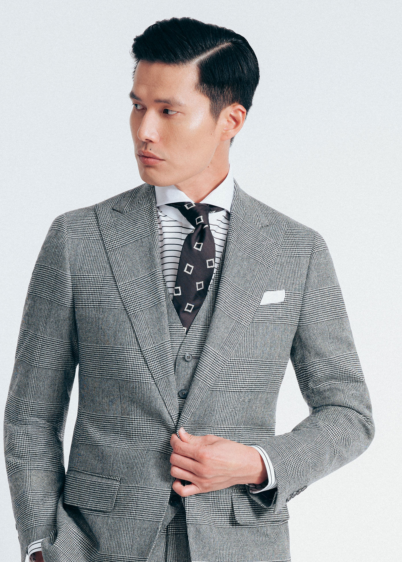 Contrast Collar Horizontal Stripe Dress Shirt