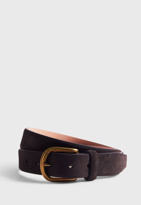 Paul Stuart Suede Belt with Brass Buckle, image 1