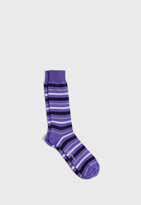 Paul Stuart Cotton Variegated Multicolor Stripe Sock, image 1