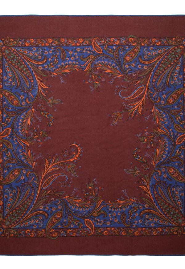 Paul Stuart Paisley Bordered Cashmere and Silk Scarf, image 2