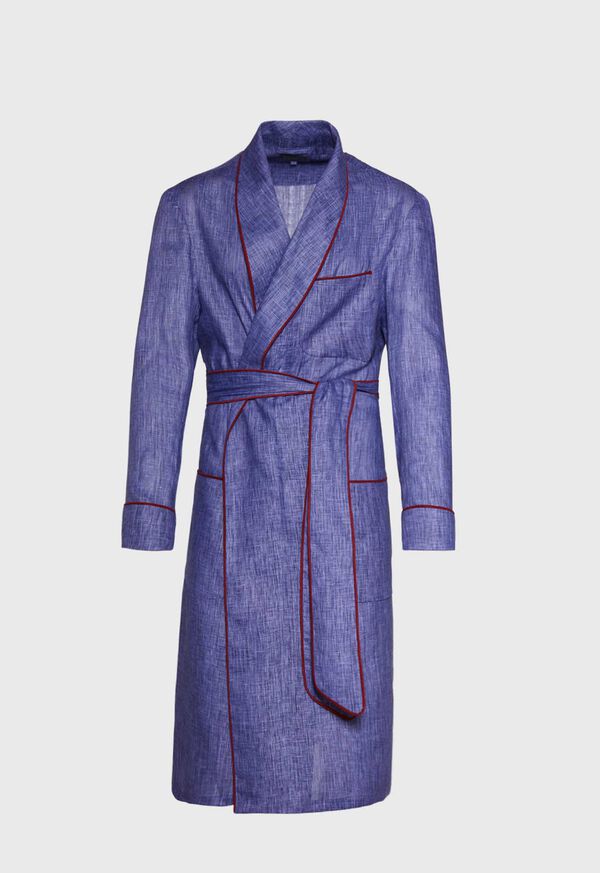 Paul Stuart Blue Chambray with Red Piping Robe, image 1