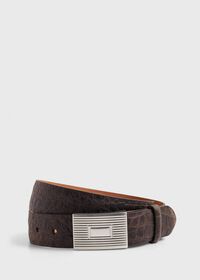 Paul Stuart Embossed Crocodile Leather Belt with Plaque Buckle, thumbnail 1