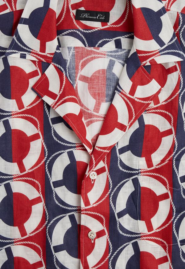 Paul Stuart Linen Buoy Print Shirt, image 3