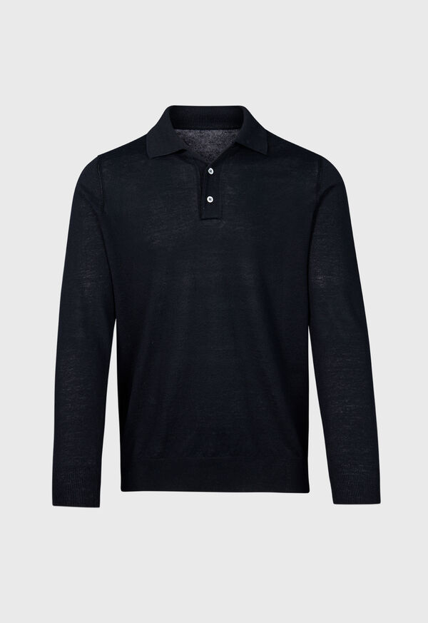 Paul Stuart Linen & Cotton Long Sleeve Polo, image 1