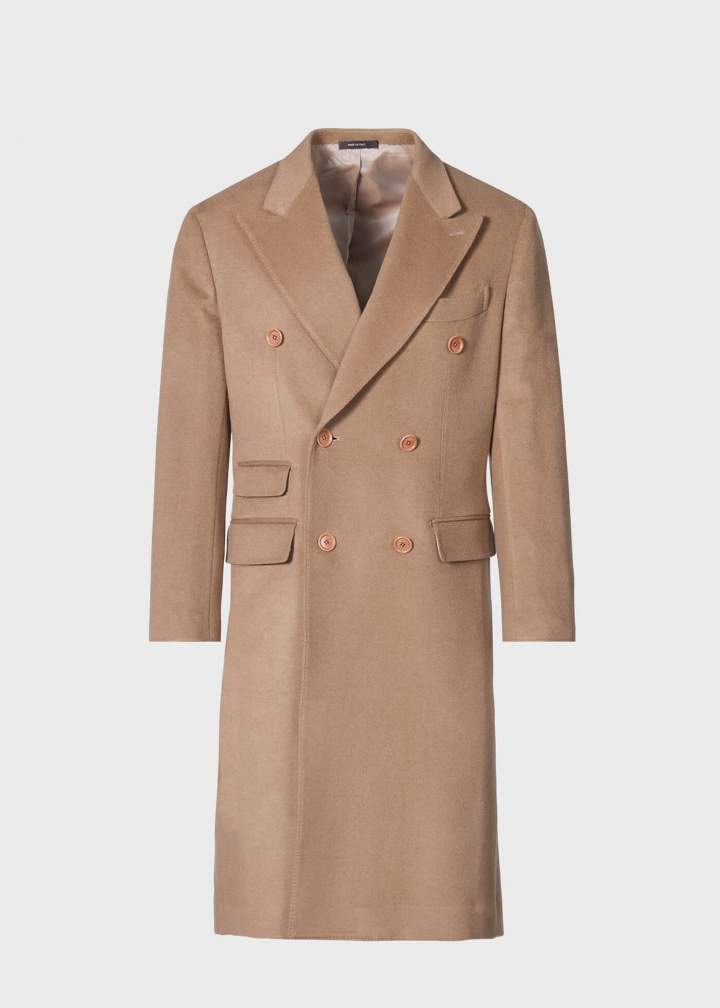 Mens double breasted online camel coat