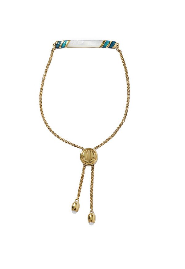Paul Stuart Jan Leslie Blue/Green White Mother of Pearl Bracelet, image 1