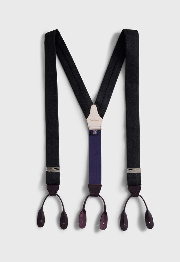 Paul Stuart Contrast Leather Trim Suspenders, image 1