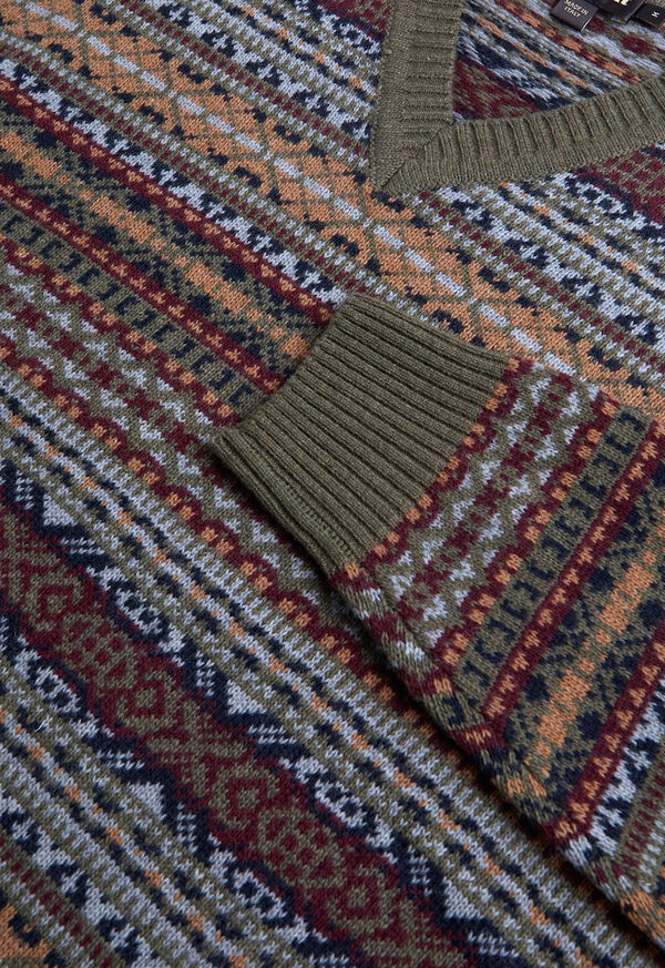 Paul Stuart Fair Isle V-neck Sweater, image 2